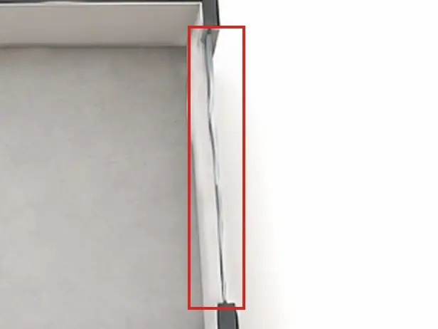 3D floor plan, as first drawn, the mistake boxed in red: The garage's big east door was drawn bowed and leaning.