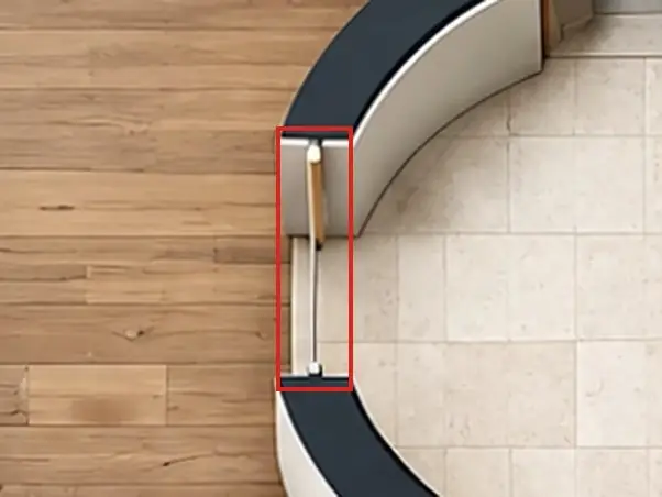 3D floor plan, as first drawn, the mistake boxed in red: The rotunda's west arch had a door leaf and a rod across it.